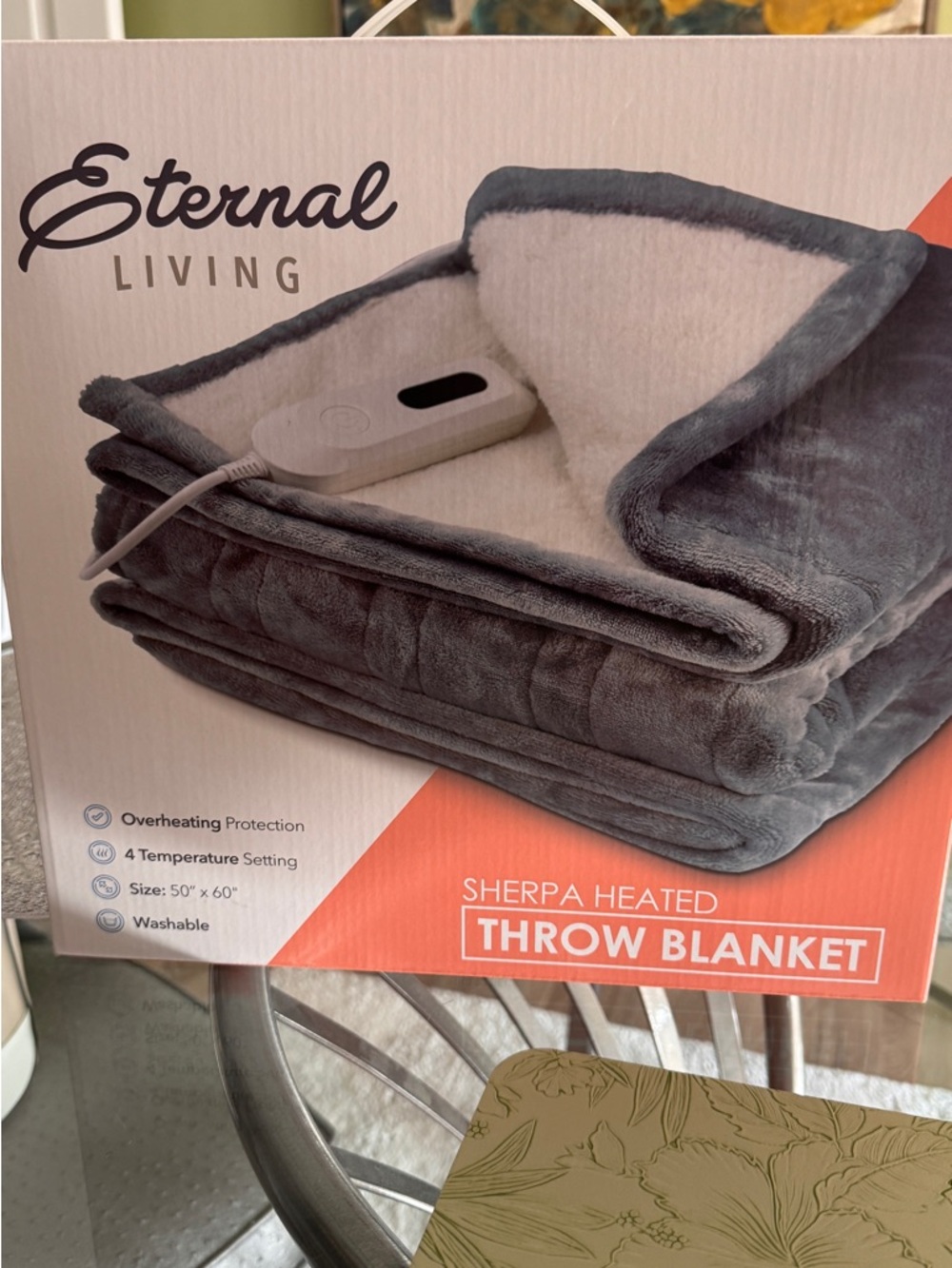 Sherpa Heated Throw Blanket - Gray